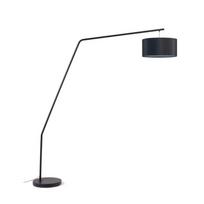 Juodos spalvos pastatomas šviestuvas (aukštis 221,5 cm) su tekstiliniu gaubtu Ciana – Kave Home