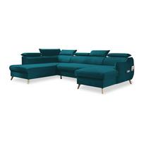 Sulankstoma kampinė sofa iš velveto turkio spalvos (su kairiuoju kampu/„U“ formos) Sweet Harmony – Miuform