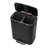 Iš plieno šiukšliadėžė matinės juodos spalvos rūšiavimui/su pedalu 60 l Bo – Brabantia