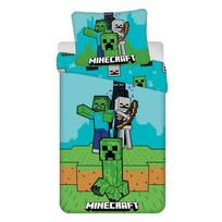 Žalios spalvos/mėlynos spalvos iš medvilnės viengulė vaikiška patalynė 140x200 cm Minecraft "Mobs Here" – Jerry Fabrics