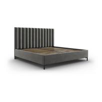 Dvigulė lova pilkos spalvos audiniu dengta su sandėliavimo vieta su lovos grotelėmis 200x200 cm Casey – Mazzini Beds