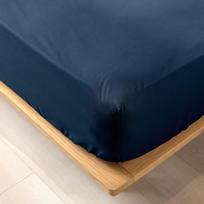 Paklodė iš organiškos medvilnės tamsiai mėlynos spalvos su guma 180x200 cm Biolina – douceur d'intérieur