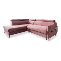 Sulankstoma kampinė sofa iš velveto šviesiai rožinės spalvos (su kairiuoju kampu) Sweet Harmony – Miuform