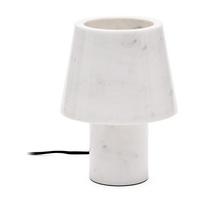 Dramblio kaulo spalvos iš marmuro stalinis šviestuvas (aukštis 27 cm) su marmuriniu gaubtu Alaro – Kave Home