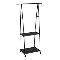 Juodos spalvos iš metalo su ratukais drabužių kabykla 84x43x156 cm – Casa Selección