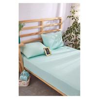 Iš medvilnės patalynė ir pagalvės užvalkalas komplekte šviesiai mėlynos spalvos su guma 180x200 cm – Mila Home
