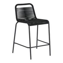 Juoda baro kėdė su plieno rėmu Kave Home Glenville, aukštis 62 cm
