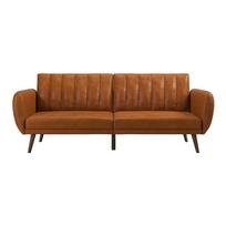 Oranžinė sofa-lova iš odos imitacijos 207 cm Brittany - Novogratz