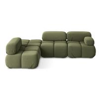 Šviesiai žalios spalvos iš velveto modulinė kampinė sofa (su kairiuoju kampu) Lokua – Makamii