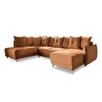 Sulankstoma kampinė sofa iš kordinio velveto raudonos plytų spalvos (su kairiuoju kampu/„U“ formos) Lazy Lukka – Miuform