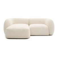 Kreminės spalvos iš šenilinio audinio kampinė sofa (su kairiuoju kampu/su gultu) Martina – Kave Home