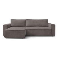 Taupe spalvos iš kordinio velveto sulankstoma/su sandėliavimo vieta kampinė sofa Nihad – Bobochic Paris