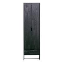 Drabužių spinta juodos spalvos iš uosio masyvo 60x210 cm Silas – WOOOD