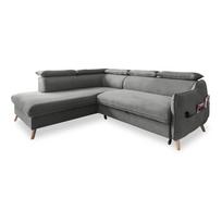 Sulankstoma kampinė sofa iš velveto šviesiai pilkos spalvos (su kairiuoju kampu) Sweet Harmony – Miuform