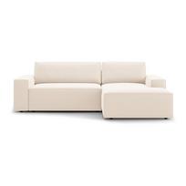 Iš velveto sulankstoma/su sandėliavimo vieta kampinė sofa smėlio spalvos (su dešiniuoju kampu/su gultu) Jodie – Micadoni