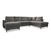 Iš kordinio velveto sulankstoma kampinė sofa pilkos spalvos (su dešiniuoju kampu) Lofty Lilly – Miuform
