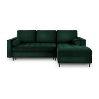 Žalia aksominė kampinė sofa-lova Milo Casa Santo, kampas dešinėje
