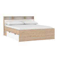 Natūralios spalvos dvigulė lova iš ąžuolo su sandėliavimo vieta be grotelių 160x200 cm Ikast – Tvilum