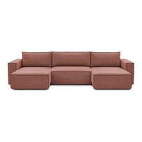 Kampinė sofa rožinės spalvos („U“ formos) Nihad – Bobochic Paris
