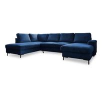 Iš kordinio velveto sulankstoma kampinė sofa tamsiai mėlynos spalvos (su kairiuoju kampu) Lofty Lilly – Miuform