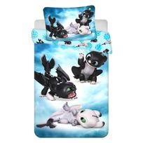 Mėlynos spalvos iš medvilnės vaikiška patalynė vaikiškai lovai 100x135 cm How to Train Your Dragon "Babies" – Jerry Fabrics