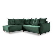 Sulankstoma kampinė sofa iš kordinio velveto žalios spalvos (su kairiuoju kampu) Lazy Lukka – Miuform