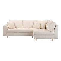 Kampinė sofa kreminės spalvos iš kordinio velveto (su dešiniuoju kampu) Ariella – Ropez