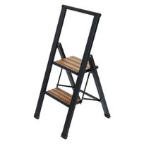 Juodos aliuminio neslystančios sulankstomos kopėčios "Wenko Stepladder II".