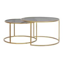 2 vnt. aukso spalvos stiklinių apvalių kavos staliukų rinkinys ø 75 cm Duarte - Light & Living