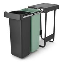 Iš plastiko šiukšliadėžė mėtų spalvos/tamsiai pilkos spalvos rūšiavimui/įmontuota 60 l Sort&Go – Brabantia