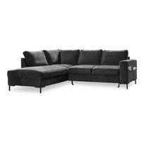 Iš velveto sulankstoma kampinė sofa tamsiai pilkos spalvos (su kairiuoju kampu) Lofty Lilly – Miuform