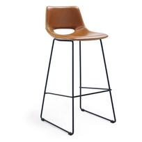 Konjako rudos spalvos iš dirbtinės odos baro taburetė (sėdynės aukštis 76 cm) Zahara – Kave Home