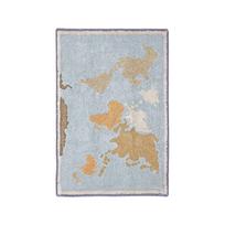 Skalbiamas/rankų darbo mėlynos spalvos/smėlio spalvos iš medvilnės vaikiškas žaidimų kilimas 70x100 cm Mini Worldmap – Lorena Canals