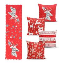 4 kalėdinių pagalvių užvalkalų ir staltiesės rinkinys Minimalist Cushion Covers Joy