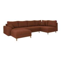 Raudonos plytų spalvos iš kordinio velveto kampinė sofa (su kairiuoju kampu) Ariella – Ropez
