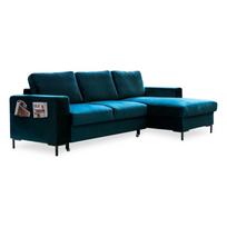 Iš velveto sulankstoma kampinė sofa smaragdinės spalvos (su dešiniuoju kampu) Lofty Lilly – Miuform
