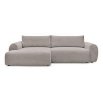 Iš kordinio velveto sulankstoma kampinė sofa šviesiai pilkos spalvos/smėlio spalvos (su kairiuoju kampu) Lucien – Bobochic Paris