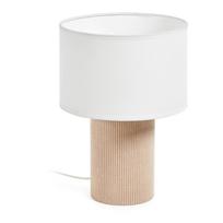 Baltos spalvos/smėlio spalvos stalinis šviestuvas (aukštis 29 cm) su tekstiliniu gaubtu Bianella – Kave Home