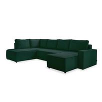 Iš kordinio velveto sulankstoma kampinė sofa tamsiai žalios spalvos (su kairiuoju kampu/„U“ formos) Brave Dave – Miuform