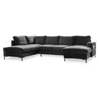 Tamsiai pilka aksominė U formos sofa Miuform Lofty Lilly, kairysis kampas