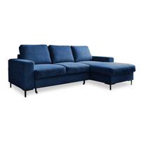 Iš kordinio velveto sulankstoma kampinė sofa tamsiai mėlynos spalvos (su dešiniuoju kampu) Lofty Lilly – Miuform