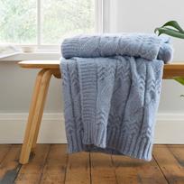 Mėlyna megzta antklodė ir pledas 150x200 cm Cable Knit – Bianca