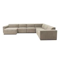Smėlio spalvos aksominė modulinė U formos sofa Scandic Sting, kairysis kampas