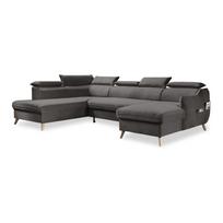 Sulankstoma kampinė sofa iš velveto tamsiai pilkos spalvos (su kairiuoju kampu/„U“ formos) Sweet Harmony – Miuform