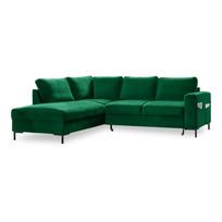 Iš velveto sulankstoma kampinė sofa tamsiai žalios spalvos (su kairiuoju kampu) Lofty Lilly – Miuform