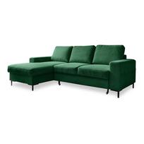 Iš kordinio velveto sulankstoma kampinė sofa tamsiai žalios spalvos (su kairiuoju kampu) Lofty Lilly – Miuform