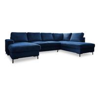 Iš kordinio velveto sulankstoma kampinė sofa tamsiai mėlynos spalvos (su dešiniuoju kampu) Lofty Lilly – Miuform