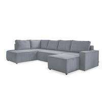 Iš kordinio velveto sulankstoma kampinė sofa šviesiai pilkos spalvos (su kairiuoju kampu/„U“ formos) Brave Dave – Miuform