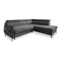 Sulankstoma kampinė sofa iš velveto tamsiai pilkos spalvos (su dešiniuoju kampu) Sweet Harmony – Miuform