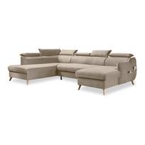 Sulankstoma kampinė sofa iš velveto smėlio spalvos (su kairiuoju kampu/„U“ formos) Sweet Harmony – Miuform